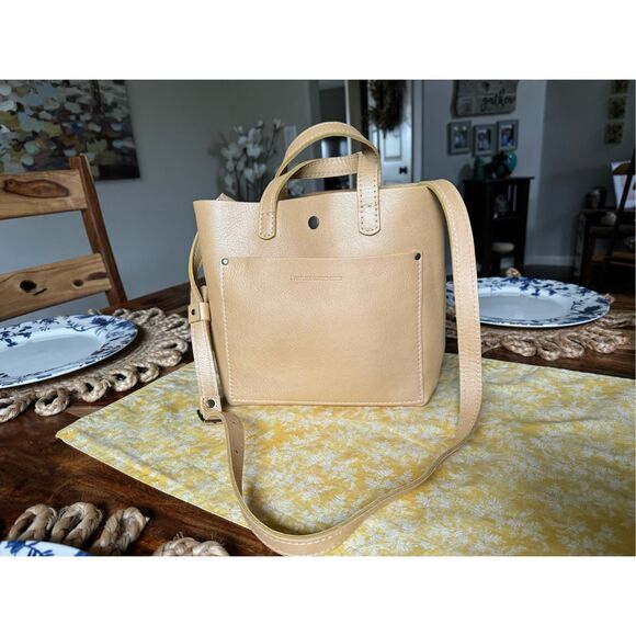 Portland Leather Handbags - CHAMPAGNE Portland Leather Mini Crossbody Purse Crossbody Tote NEW Neutral Leath